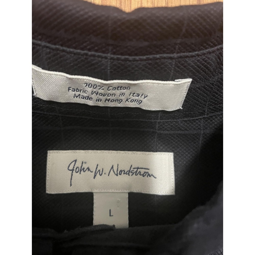 John W Nordstrom Shirt Mens Large Classic Fit Black Check Long Sleeve - Picture 2 of 12